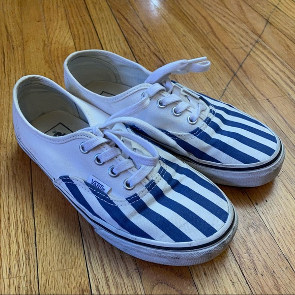 Vans Shoes - Vans Off The Wall Blue Stripe Size 6.5 Womens Sneakers Shoes Lace up